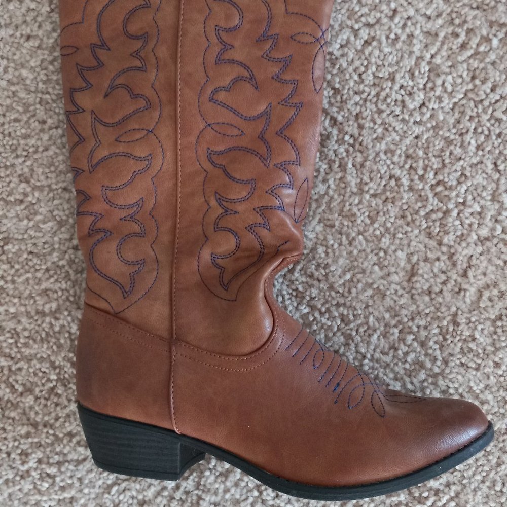 Carmel Cowboy Boots (BRAND NEW-NEVER WORN!)